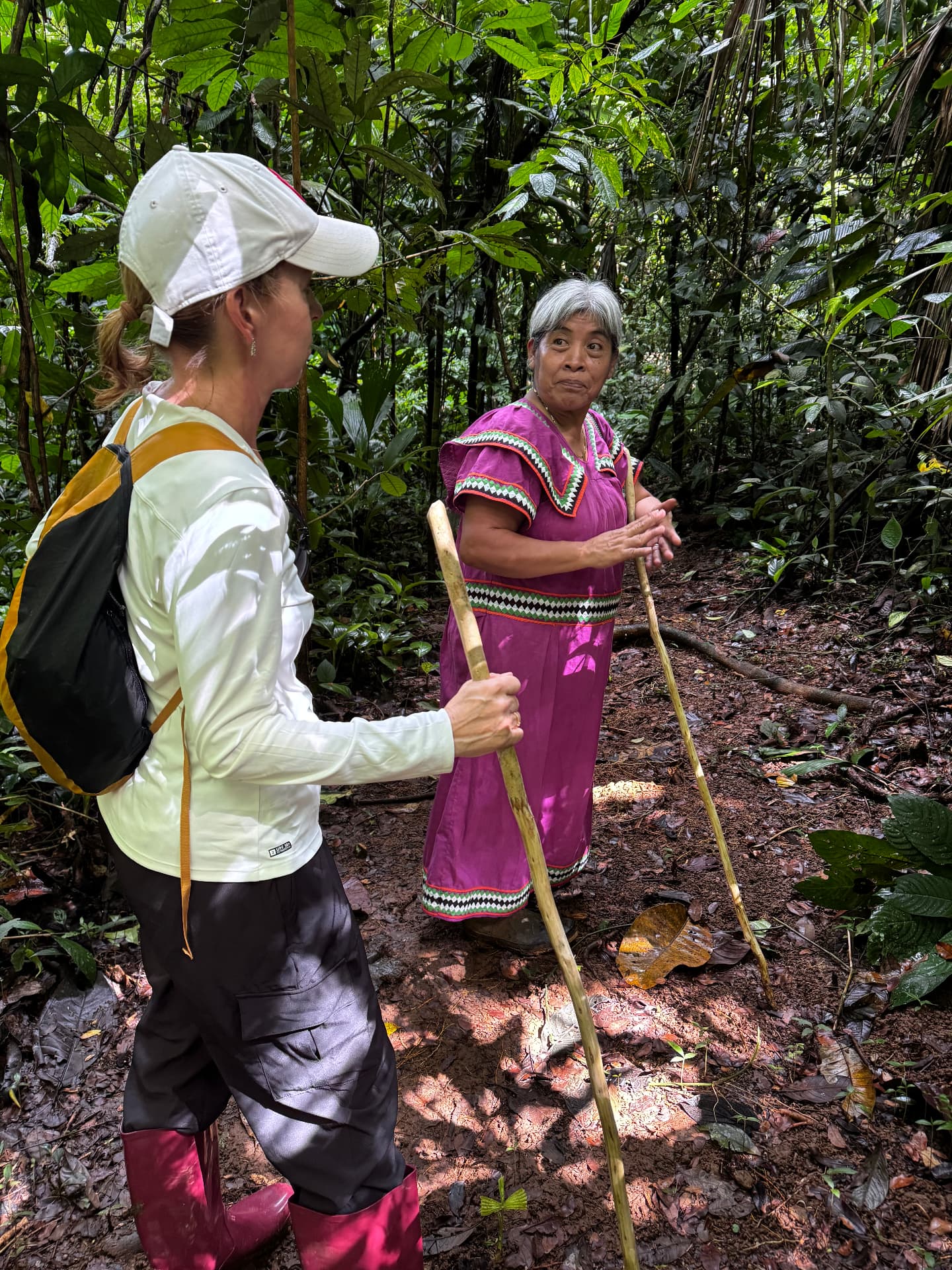 Kathrin guiding one guest through the rainforest