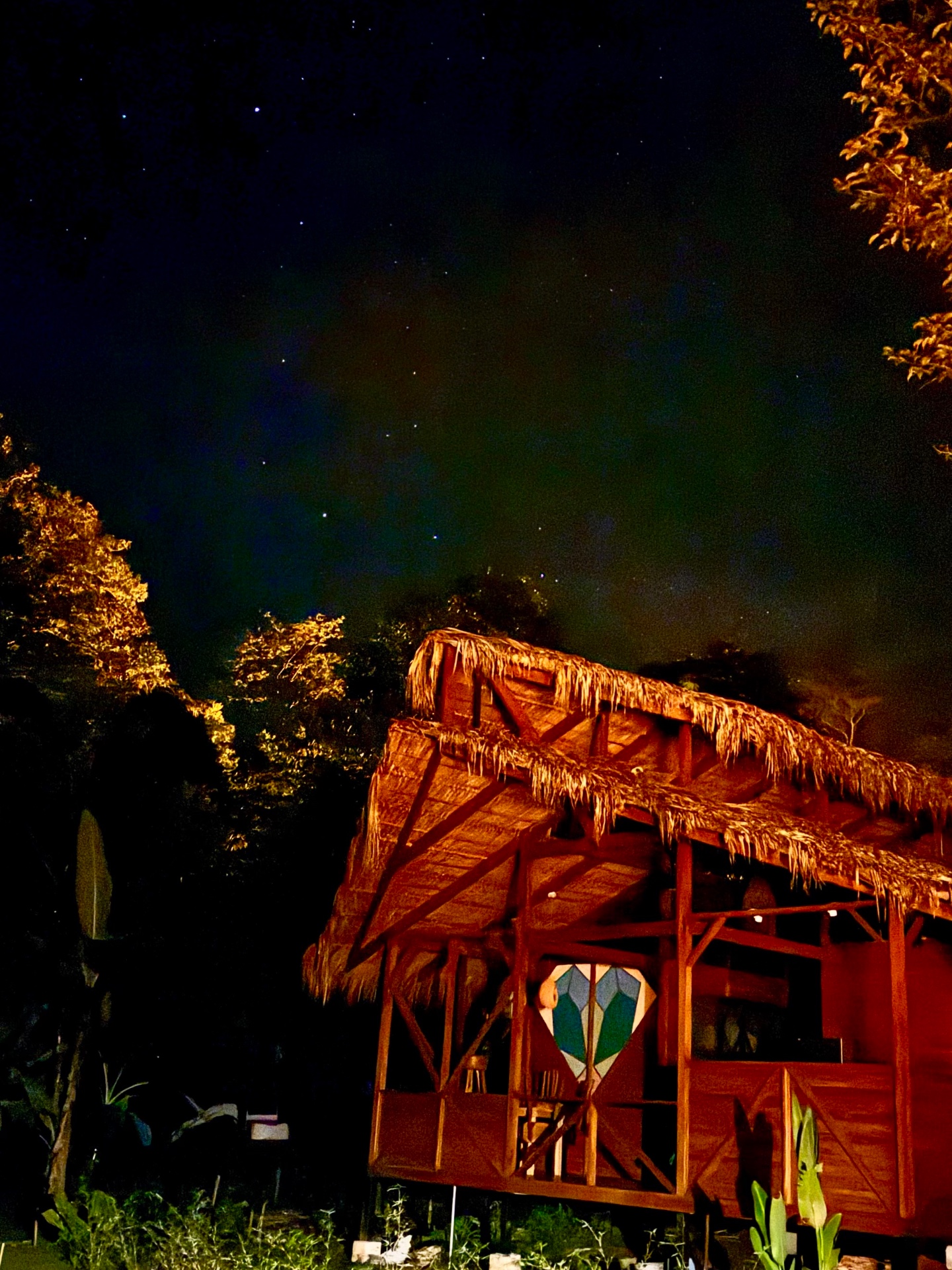 A cabin under a starry sky — Orion above the forest