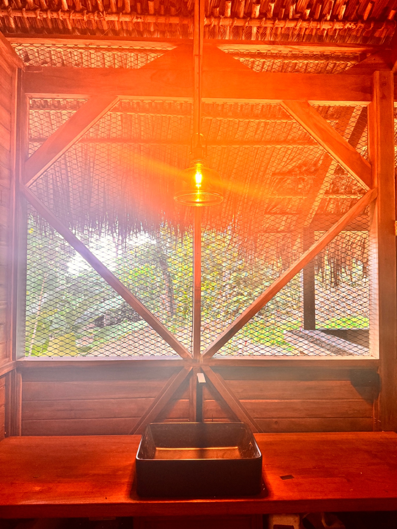 Diamond-framed window — sacred geometry in detail